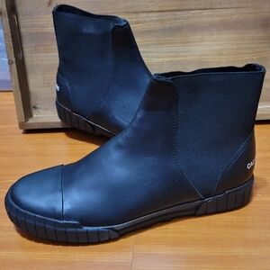 Calvin Klein Brando/Elastic Black Leather Mens Chelsea Boots